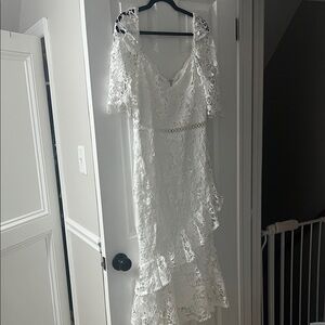 Lulu's White Lace Maxi Dress